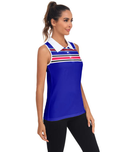 ZITY Women's Striped Slim Fit Golf Polo Shirt-CUWBP02264