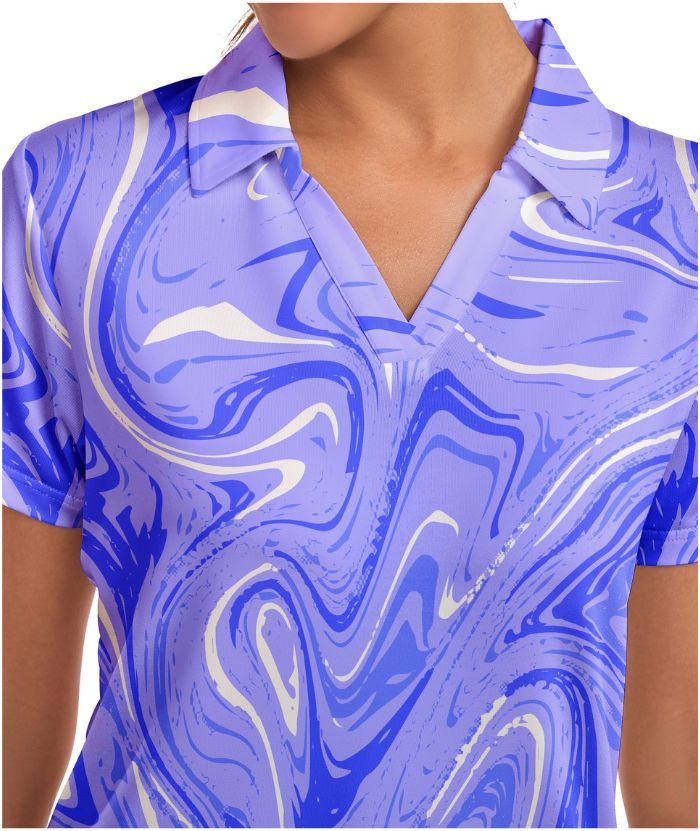 ZITY Women's Slim Fit V Neck Polo Shirt-CUWPO02297