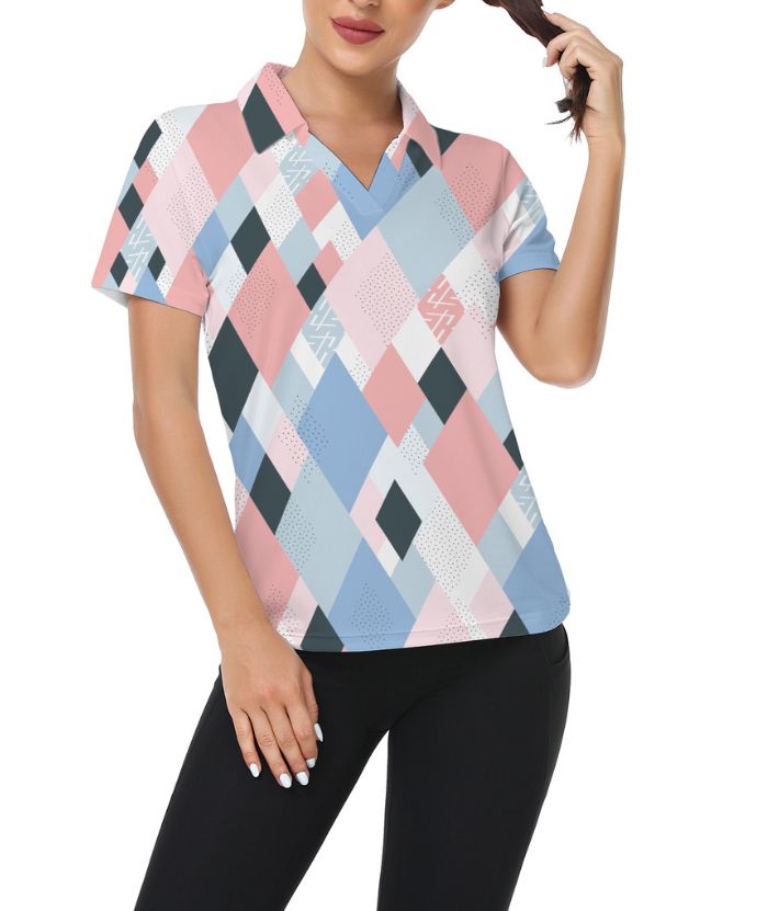ZITY Women's Slim Fit Button Up Sports Polo Shirt-CUWPO01329