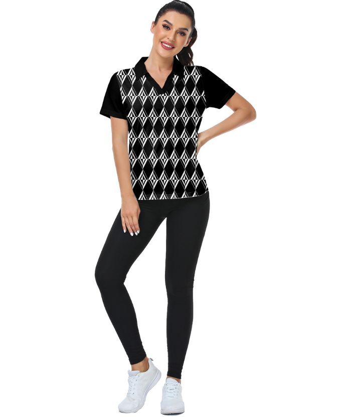 ZITY Women's Slim Fit Black Golf Polo Shirt-CUWPO01021