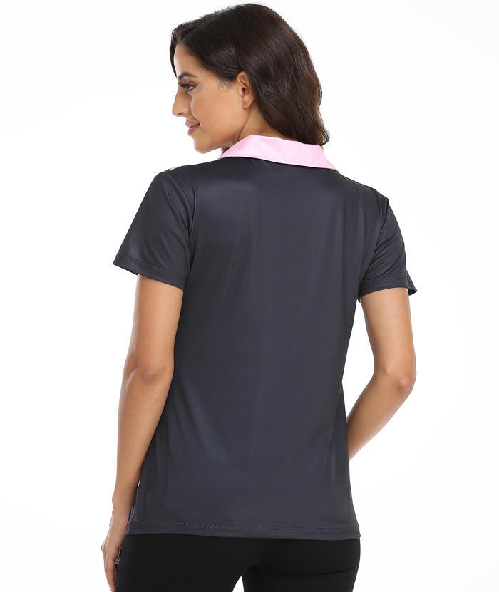 ZITY Women's Slim Fit Fit Stripe Pattern Golf Polo Shirt-CFWTX00040