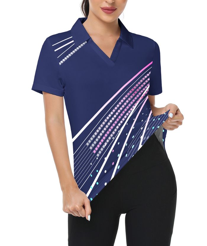 ZITY Women's Dri Fit V Neck Golf Polo Shirt-CFWZZ00035