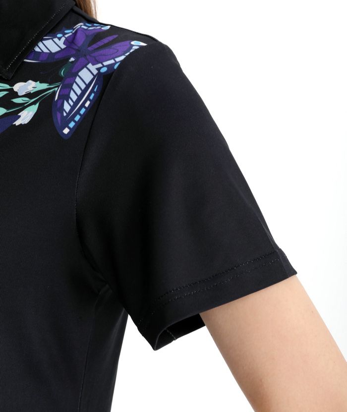 ZITY Women's Butterfly Print Slim Fit Golf Polo Shirt-CFWZZ00011