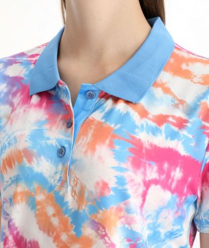 ZITY Women's Slim Fit Tie Dye Print Golf Polo Shirt-CFWZZ00041