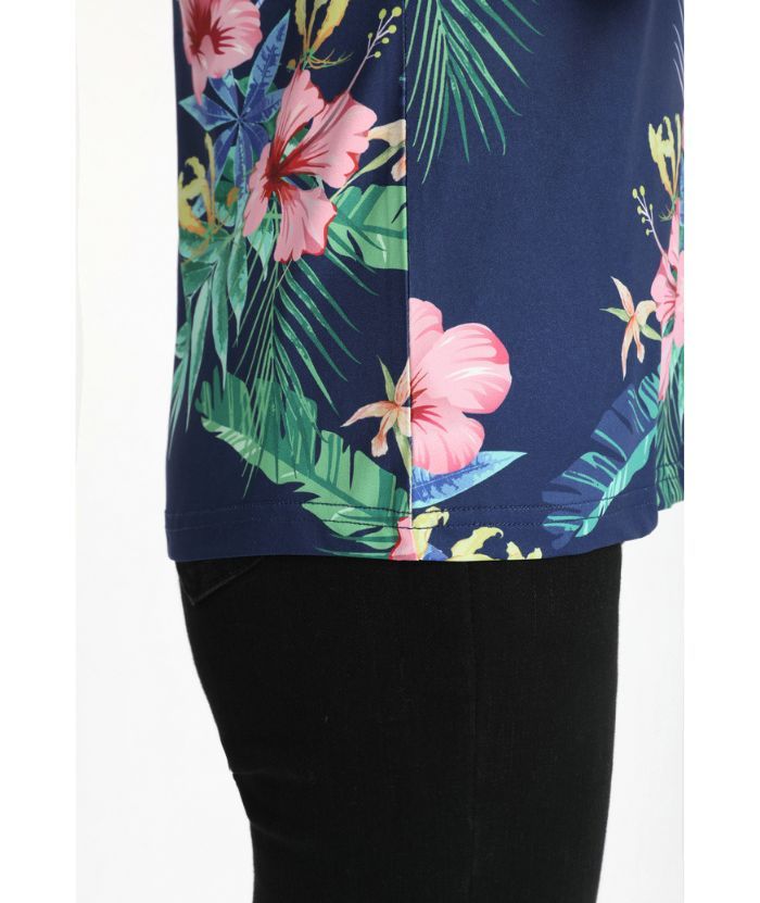 ZITY Women's Slim Fit Flower Print Golf Polo Shirt-CFWZZ00042