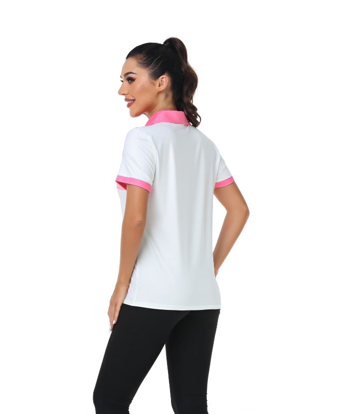 ZITY Women's Striped V Neck Golf Polo Shirt-CUWPO01342