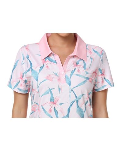 ZITY Women's Floral Print Dri Fit Golf Polo Shirt-CUWPO01343
