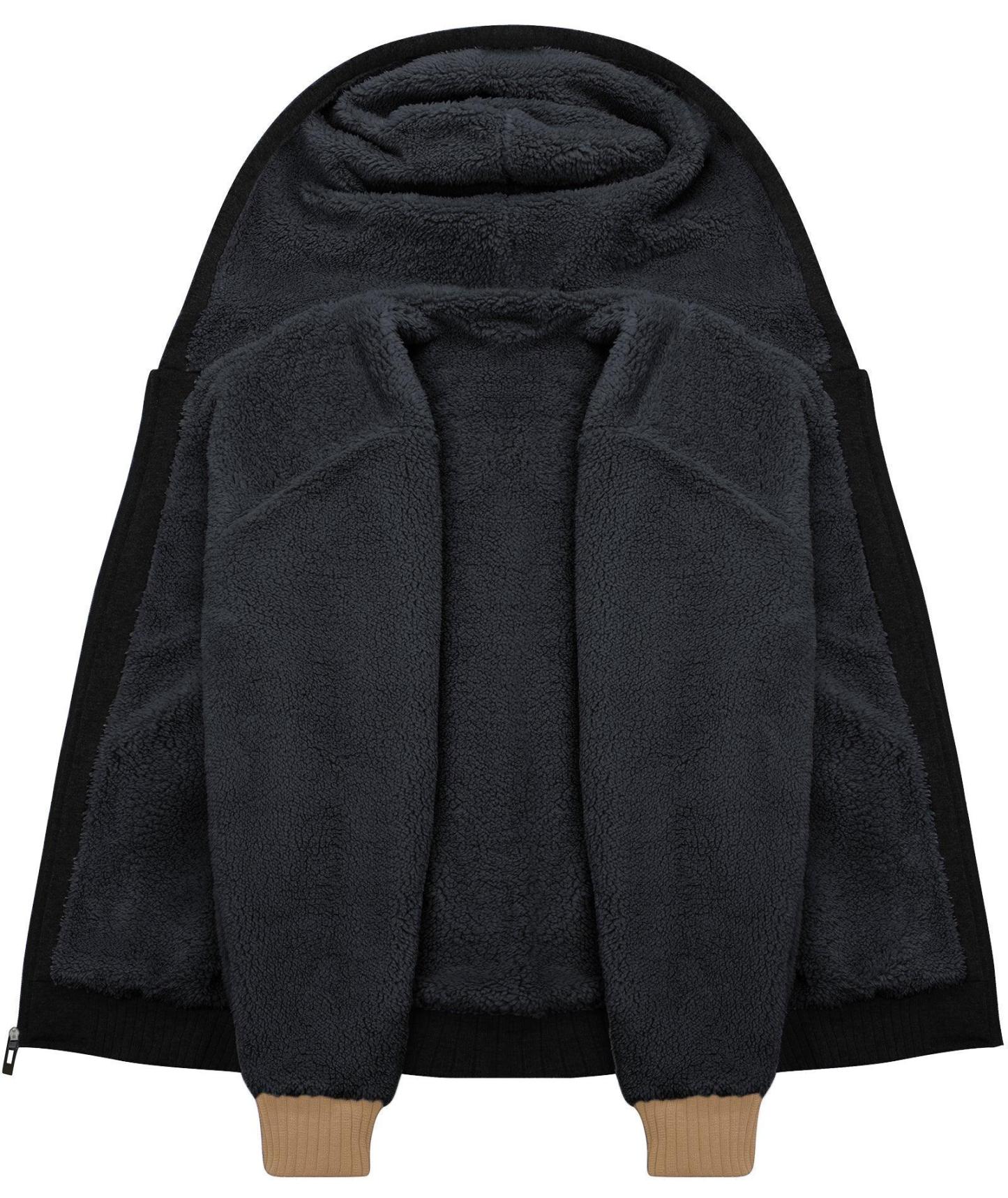 ZITY Men's Full Zip Up Contrast Color Fleece Hoodie-zity1712