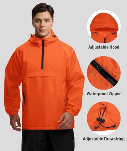 ZITY Men's Waterproof Lightweight Packable Rain Jacket-CUMRC04444