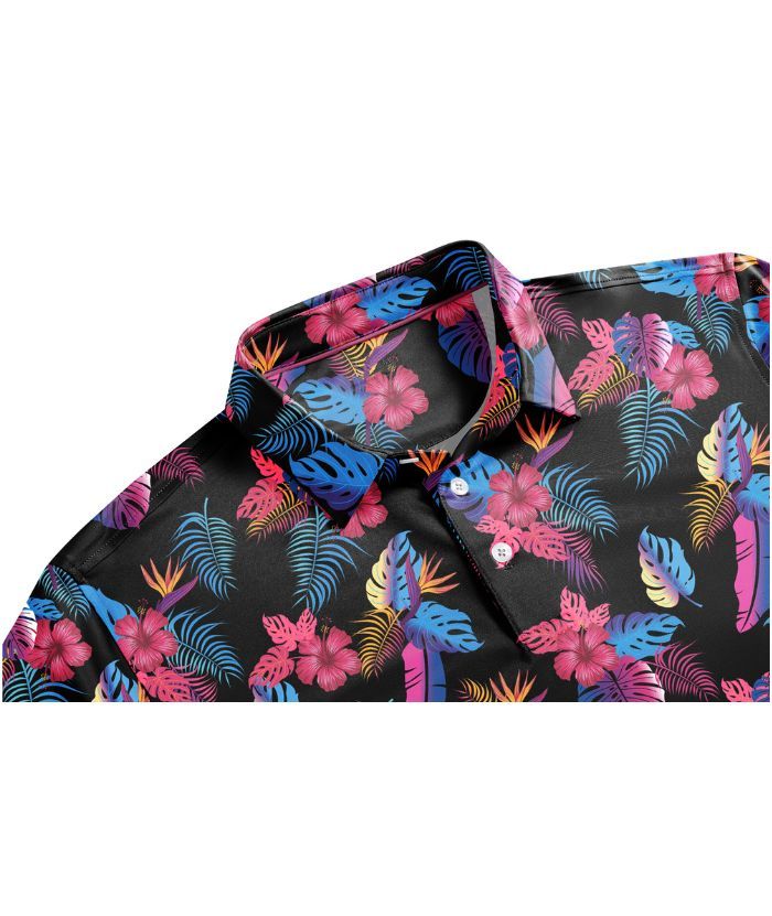 ZITY Men's Button Up Slim Fit Printed Golf Polo Shirt-CUMPO05552