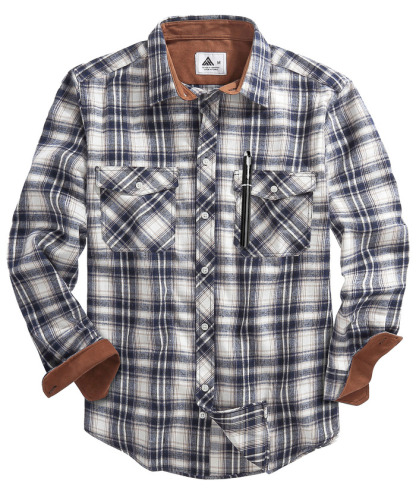 ZITY Men's Plaid Button Up Shirt with Flap Pocket Spring Fall Top-ZPK006565 | Zitysports