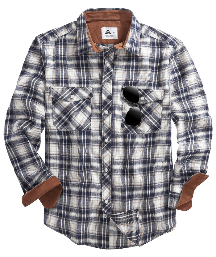 ZITY Men's Plaid Button Up Shirt with Flap Pocket Spring Fall Top-ZPK006565 | Zitysports