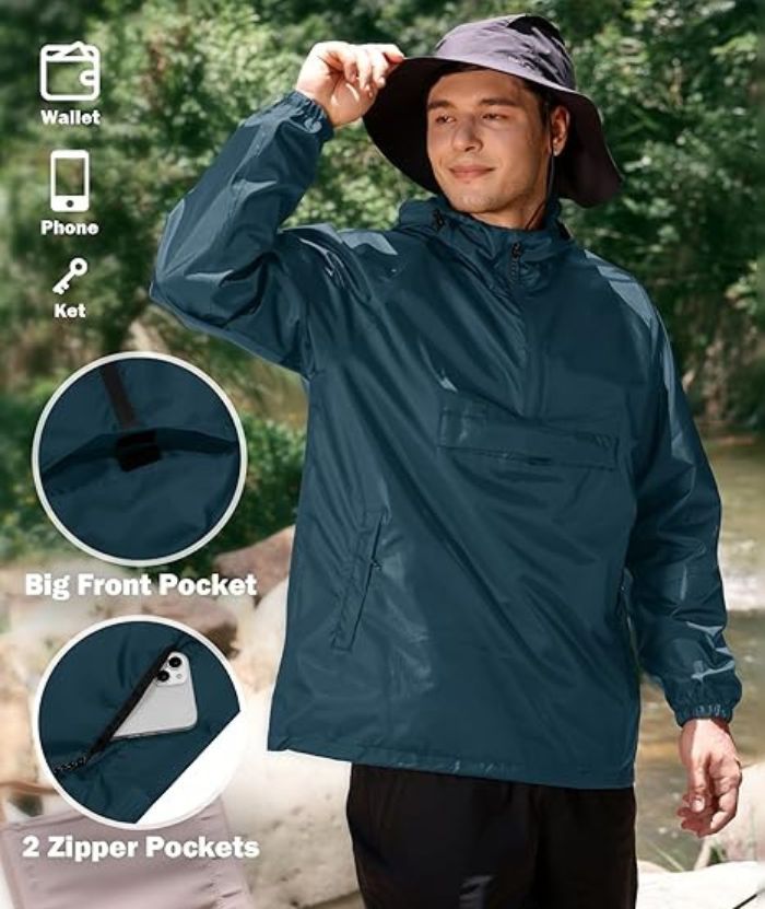 ZITY Men's Waterproof Lightweight Packable Rain Jacket-CUMRC04444