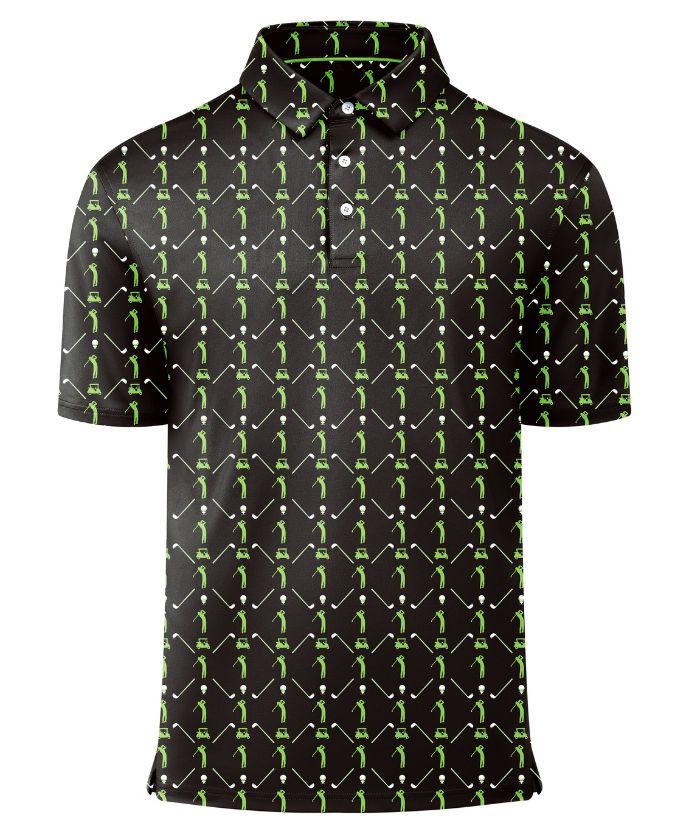 ZITY Men's Button Up Slim Fit Printed Golf Polo Shirt-CUMPO05552