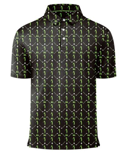ZITY Men's Button Up Slim Fit Printed Golf Polo Shirt-CUMPO05552