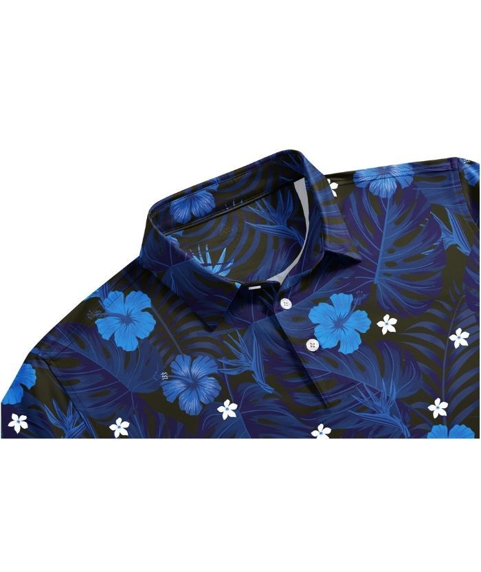 ZITY Men's Button Up Slim Fit Printed Polo Shirt-CUMPO05195