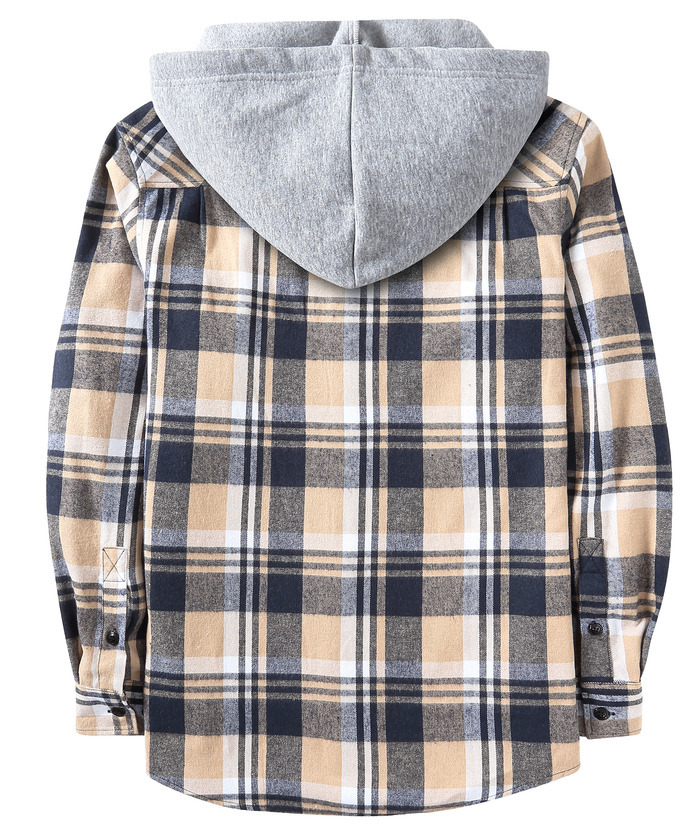 ZITY Men's Plaid Hooded Long Sleeve Button Down Flannel Shirt-ZPK000014 | Zitysports