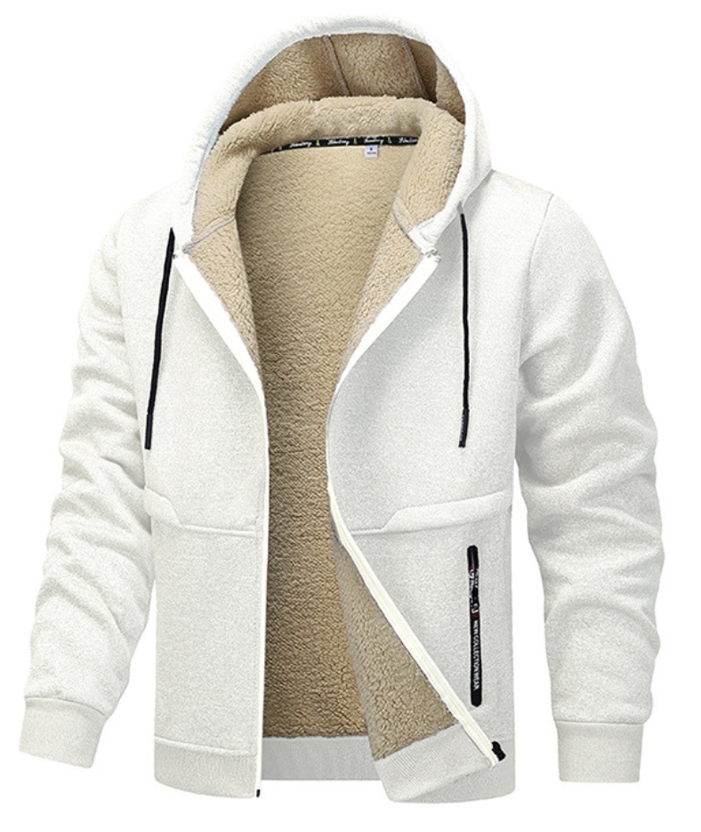 ZITY Men's Solid Zipper Fleece Hoodie Jacket-DUMFH04877