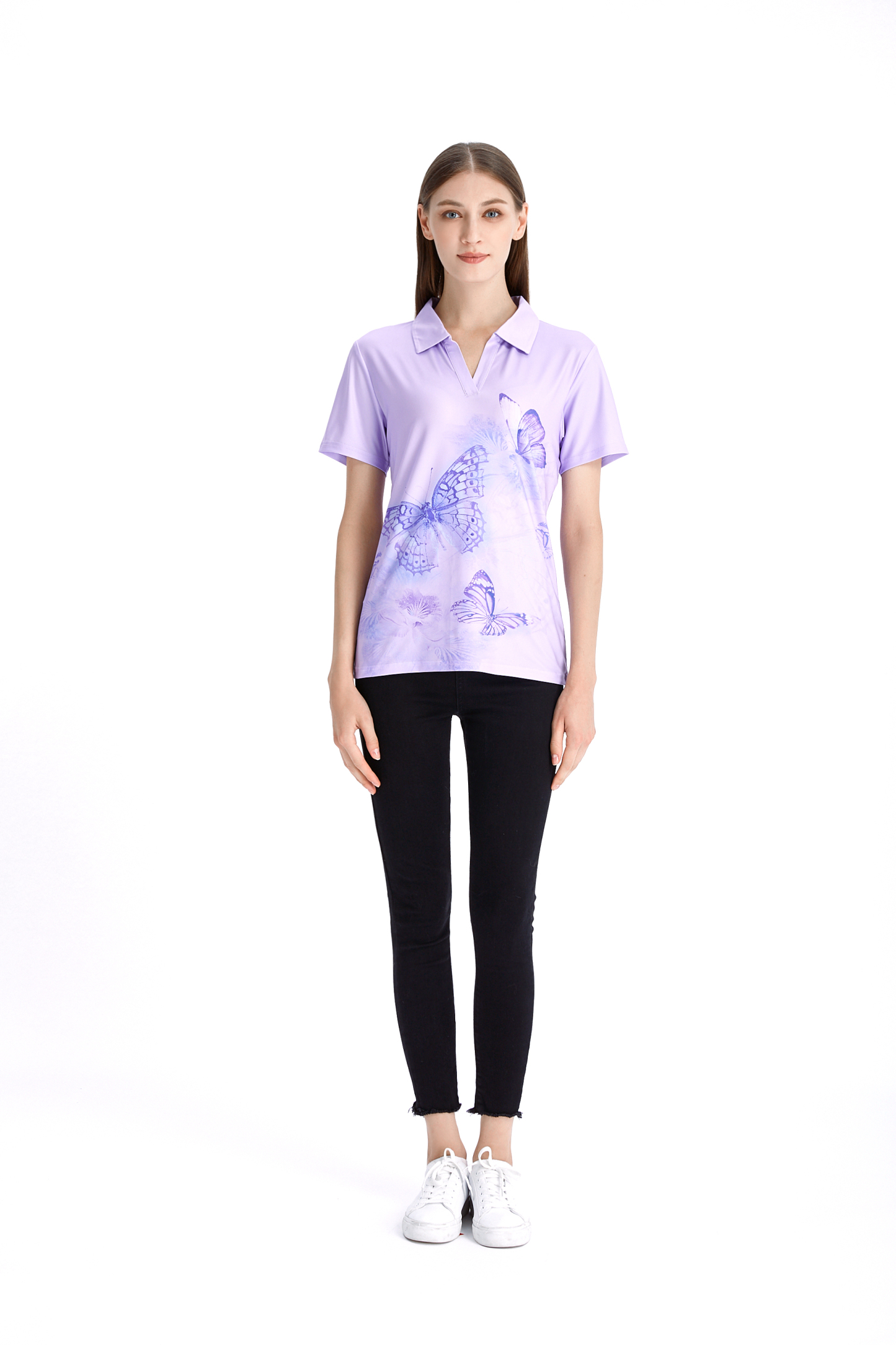 ZITY Women's Golf Butterfly Printed Polo Shirt Quick Dry For Sports-ZPK003746 | Zitysports