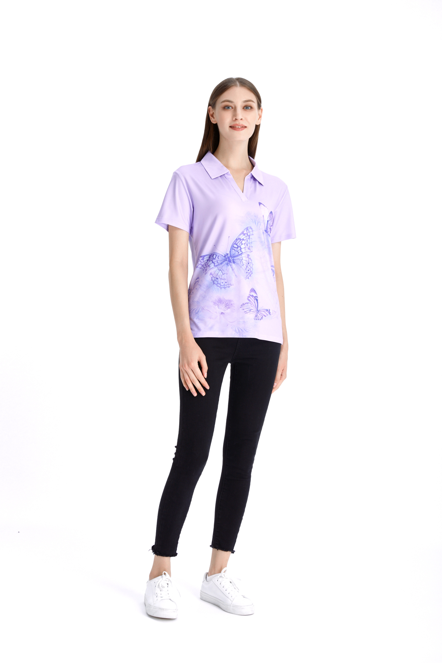 ZITY Women's Golf Butterfly Printed Polo Shirt Quick Dry For Sports-ZPK003746 | Zitysports