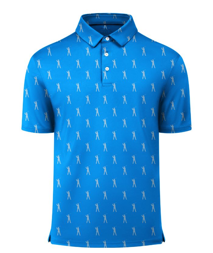 ZITY Men's Button Up Slim Fit Printed Golf Polo Shirt-CUMPO05552