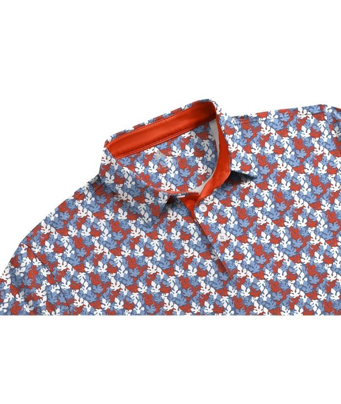 ZITY Men's Button Up Slim Fit Printed Polo Shirt-CUMPO05189