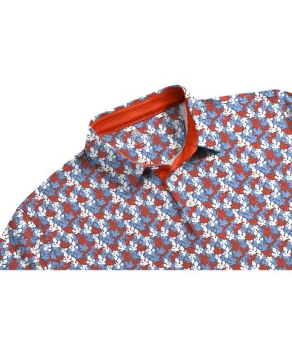 ZITY Men's Button Up Slim Fit Printed Polo Shirt-CUMPO05189
