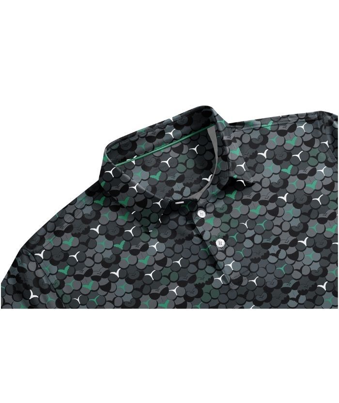 ZITY Men's Button Up Slim Fit Printed Polo Shirt-CUMPO05195