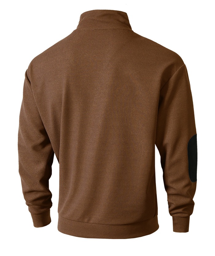 ZITY Men's Stand Collar Solid Color Long Sleeve Sweatshirt-DUMHD04896 | Zitysports