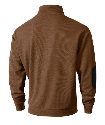ZITY Men's Stand Collar Solid Color Long Sleeve Sweatshirt-DUMHD04896 | Zitysports