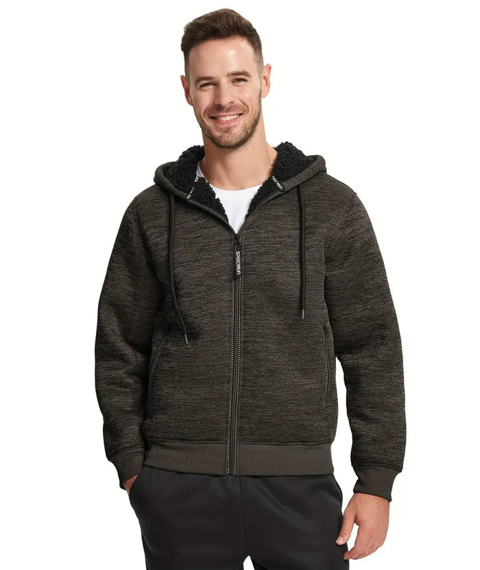 ZITY Men's Warm Fleece Solid Color Casual Zip Up Hoodie-ZPK005323 | Zitysports