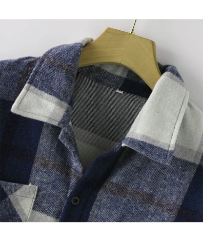 ZITY Men's Button-Up Slim Fit Plaid Flannel Shirt-DUMLT05330|Zitysports
