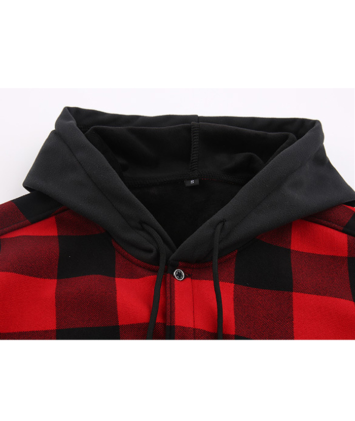 ZITY Men's Long Sleeve with Double Pockets Plaid Hoodie Jacket-DUMJA05356|Zitysports