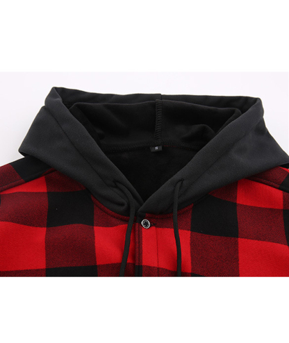 ZITY Men's Long Sleeve with Double Pockets Plaid Hoodie Jacket-DUMJA05356|Zitysports