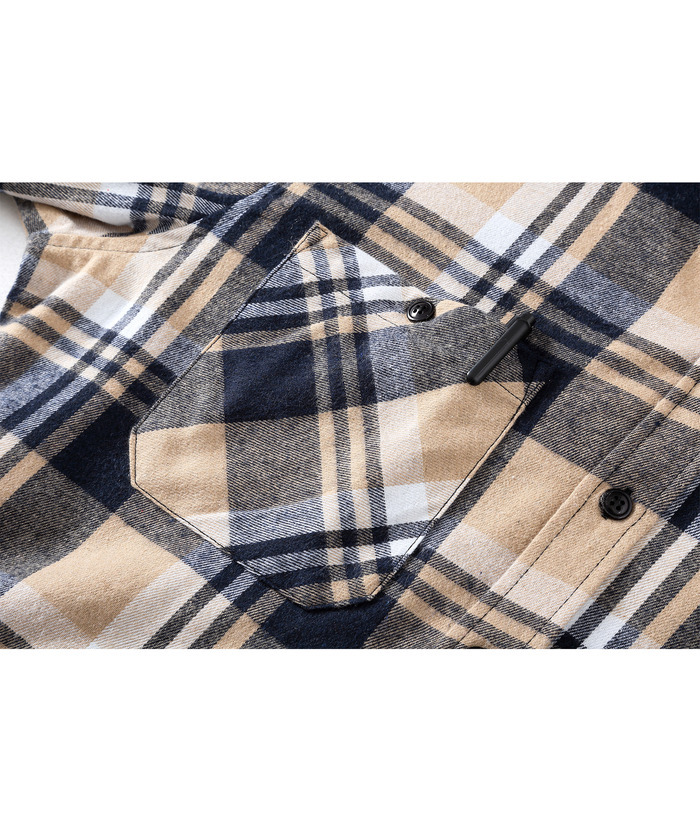 ZITY Men's Plaid Hooded Long Sleeve Button Down Flannel Shirt-ZPK000014 | Zitysports