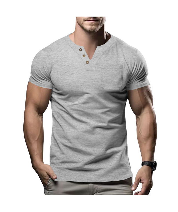 ZITY Men's Summer Casual V-Neck Slim Short Sleeved Trendy T-shirt-ZPK010594|Zitysports