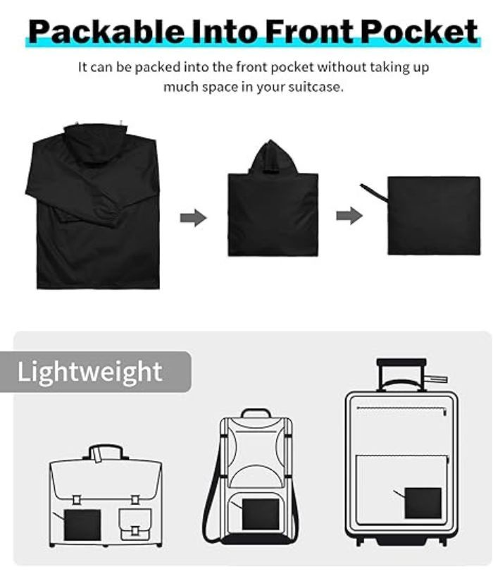 ZITY Men's Waterproof Lightweight Packable Rain Jacket-CUMRC04444