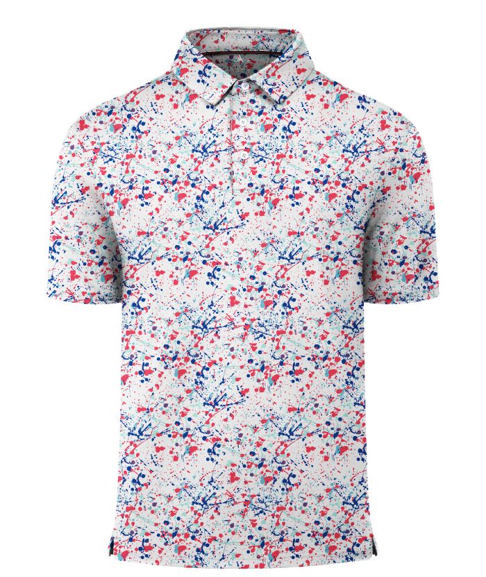ZITY Men's Button Up Slim Fit Printed Golf Polo Shirt-CUMPO05552