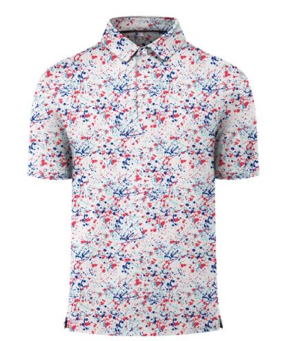 ZITY Men's Button Up Slim Fit Printed Golf Polo Shirt-CUMPO05552