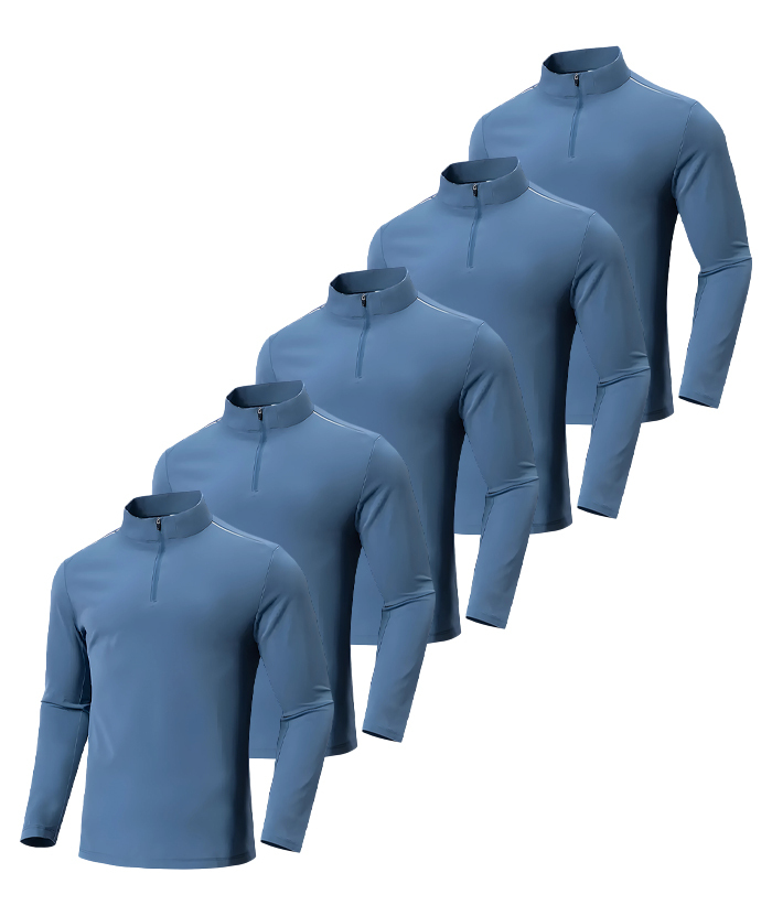 Men's Quarter Zip Long Sleeve T-Shirt Pack of 5/3 | Zitysports