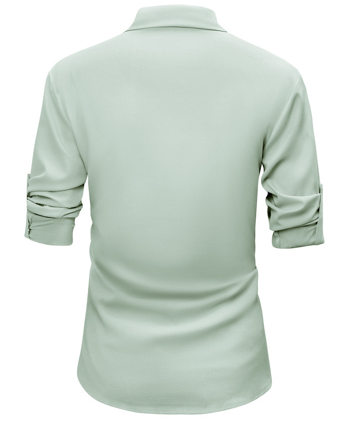 ZITY Men's Long Sleeve Button Up Polo Shirt-CUMLS01287