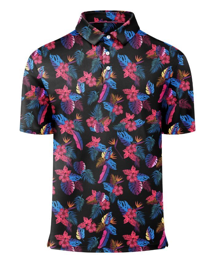 ZITY Men's Button Up Slim Fit Printed Golf Polo Shirt-CUMPO05552