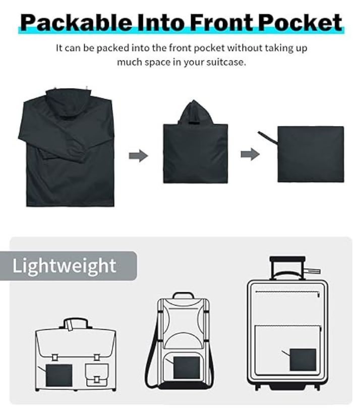 ZITY Men's Waterproof Lightweight Packable Rain Jacket-CUMRC04444