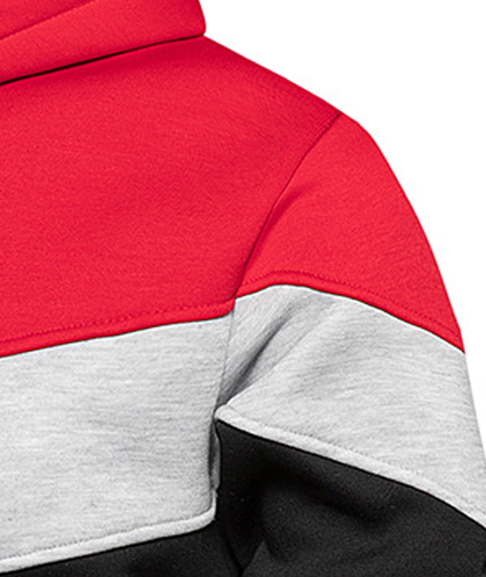 ZITY Men's Color Blocking Contrast Hooded Casual Sports Hoodie-DUMFH04839 | Zitysports