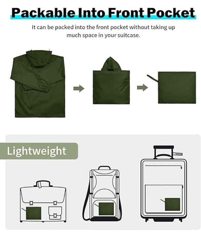 ZITY Men's Waterproof Lightweight Packable Rain Jacket-CUMRC04444
