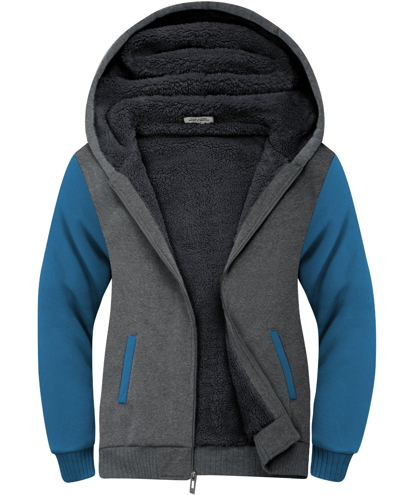 ZITY Men's Full Zip Up Contrast Color Fleece Hoodie-zity1712