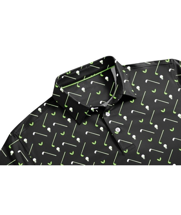 ZITY Men's Button Up Slim Fit Printed Polo Shirt-CUMPO05195