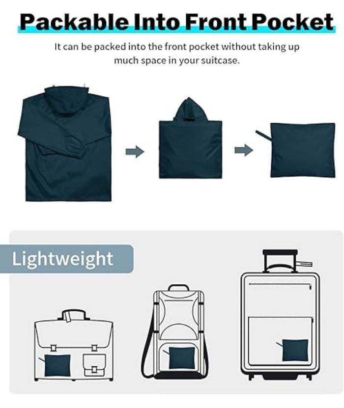 ZITY Men's Waterproof Lightweight Packable Rain Jacket-CUMRC04444