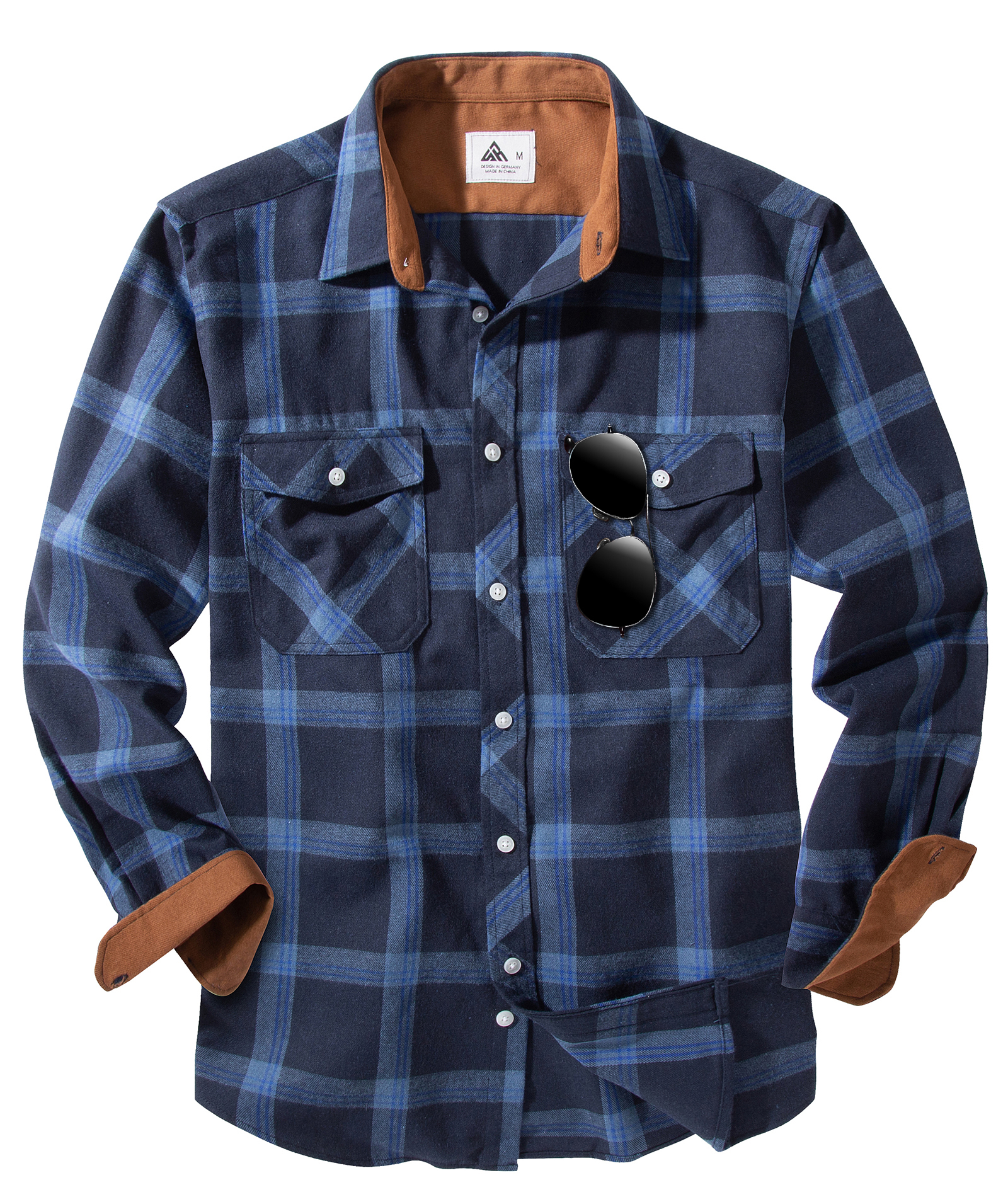 navy blue plaid shirt