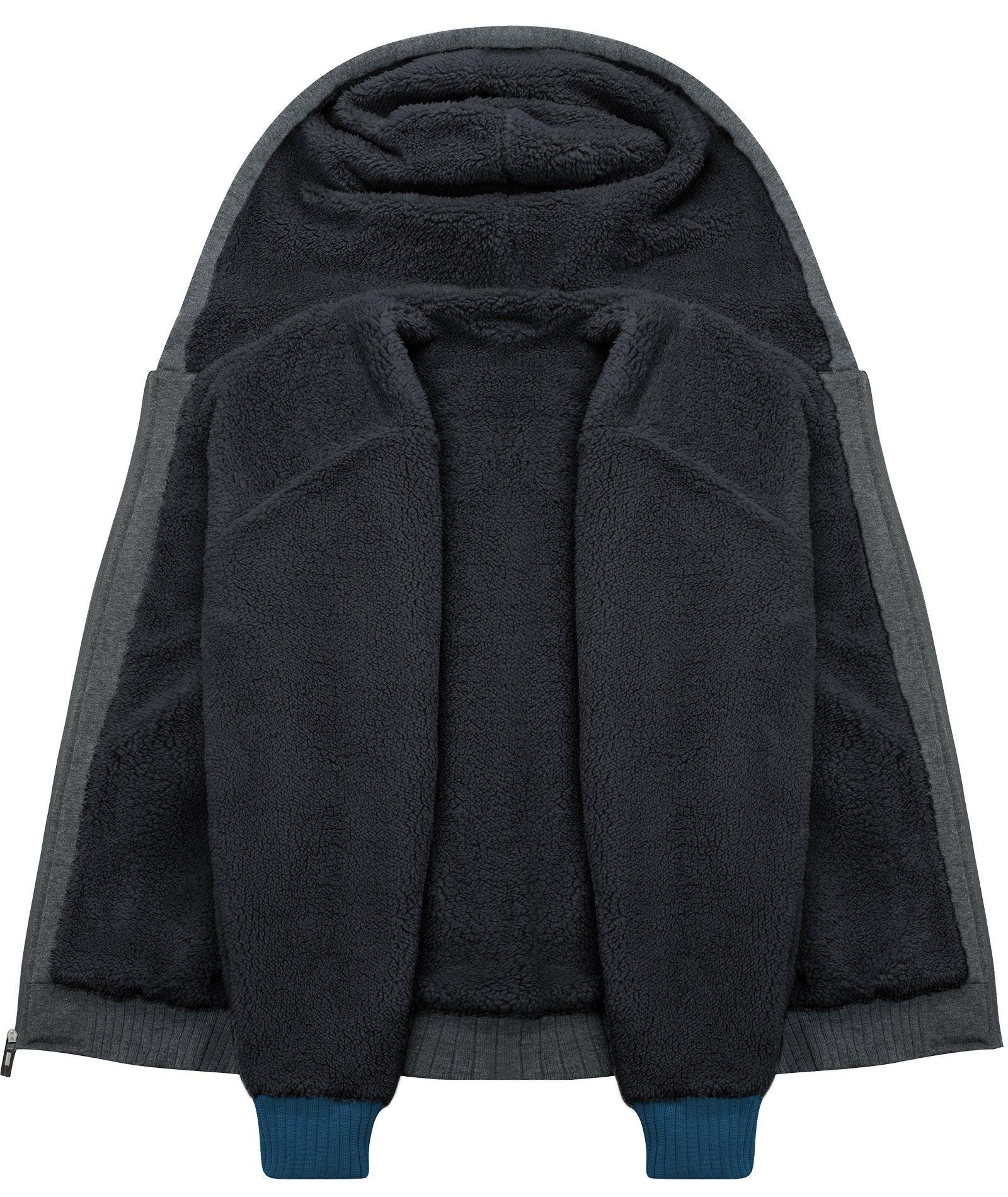 ZITY Men's Full Zip Up Contrast Color Fleece Hoodie-zity1712